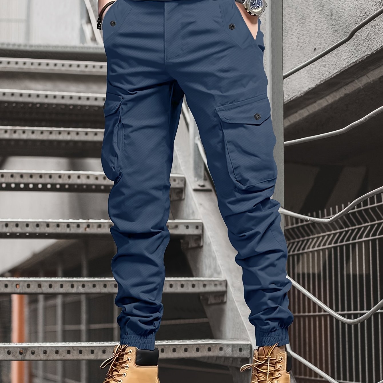 Men's cargo pants with multiple pocket decorations, suitable for spring and summer. Model 2188. Stylish and casual joggers.