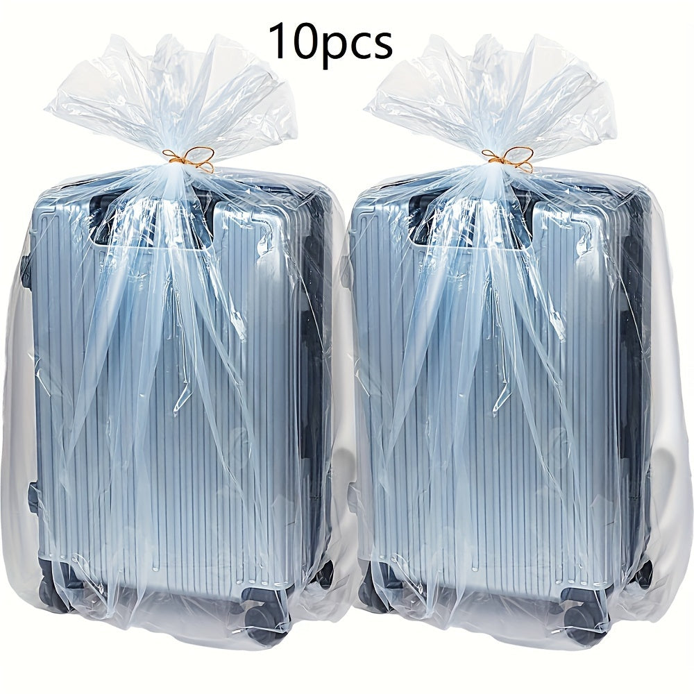 This pack includes 10 large transparent storage bags that are dustproof, waterproof, and moisture-proof. They are perfect for packing clothes, moving, storing luggage, blankets, chairs, bicycles, and large plush toys. Each bag measures 80.01cm x 114.3cm.