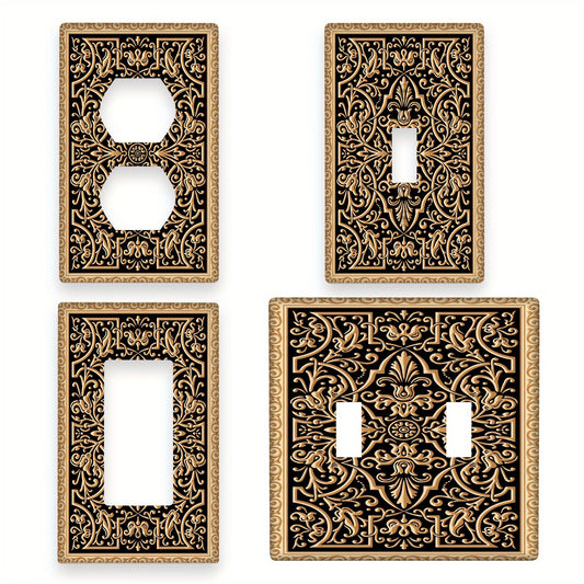 PVC ornate floral wall plate switch cover for versatile home decor, suitable for living room, bathroom, kitchen, and holidays. Easy installation.