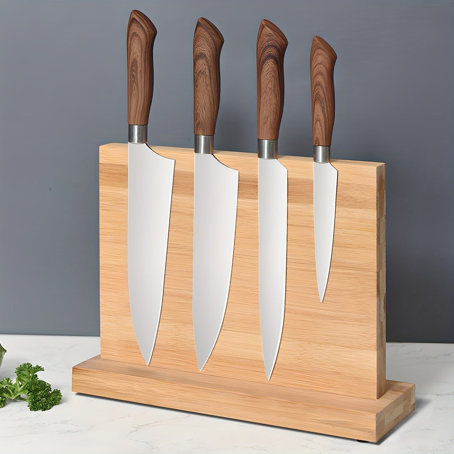 Luxurious Natural Bamboo Double-Sided Magnetic Knife Block - A Beautiful and Spacious Storage Solution for Your Knives