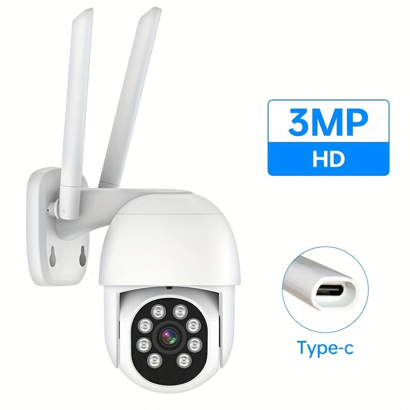 Wireless Outdoor Security Camera with 360° Viewing, Motion Detection, Two-Way Talk, Color Night Vision, 2.4G WiFi IP Camera for Home Surveillance