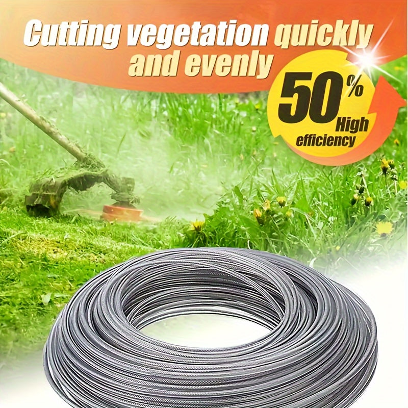 2pcs of durable 3.0mm diameter steel wire nylon grass trimmer line, 15m in length. Ideal for replacing lawn mower spools and cutting grass with brush cutters. A must-have gardening tool.