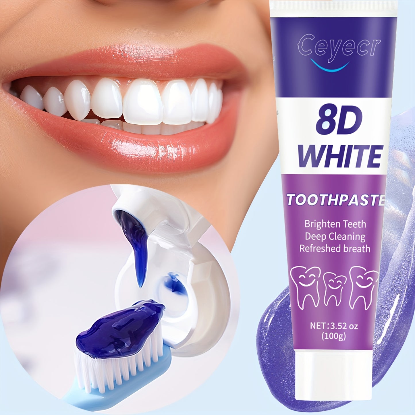 100g Ceyecr 8D White Toothpaste - Brightens teeth, freshens breath, and promotes gum health.