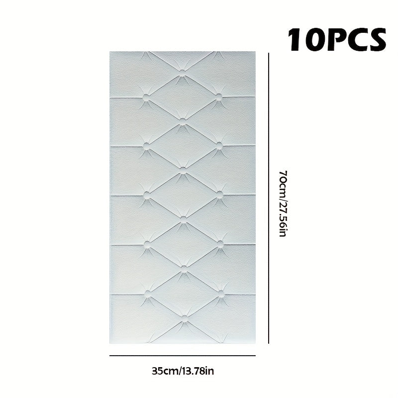 10pcs 70.0×35.0 cm 3D Soft Pack Bumper Wallpaper, Waterproof, Self-Adhesive Wall Stickers for Bedroom, Living Room Decoration.