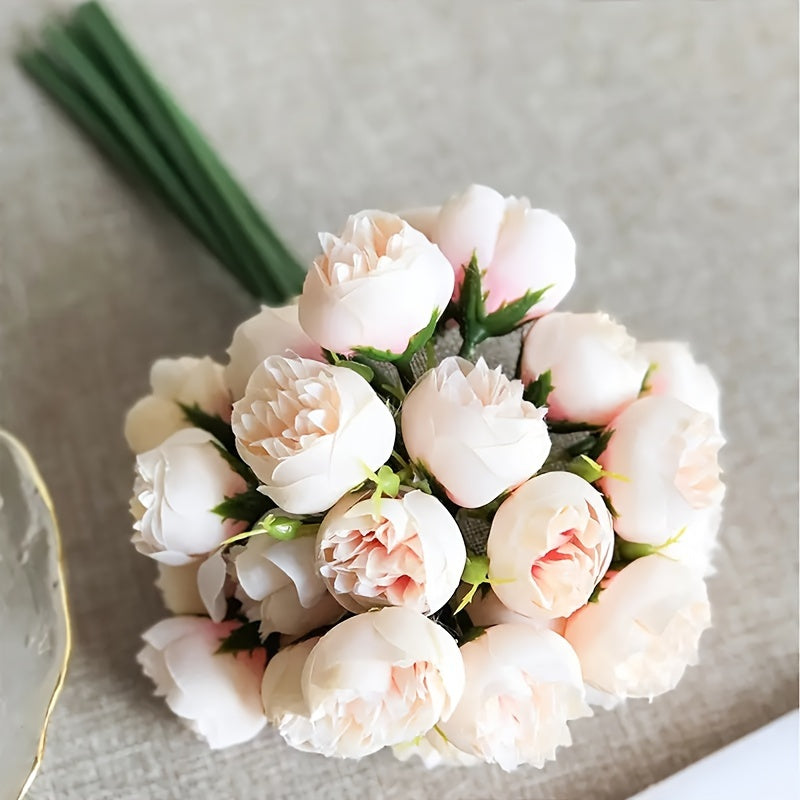 9 pieces of fake camellia bouquet for home decor and weddings