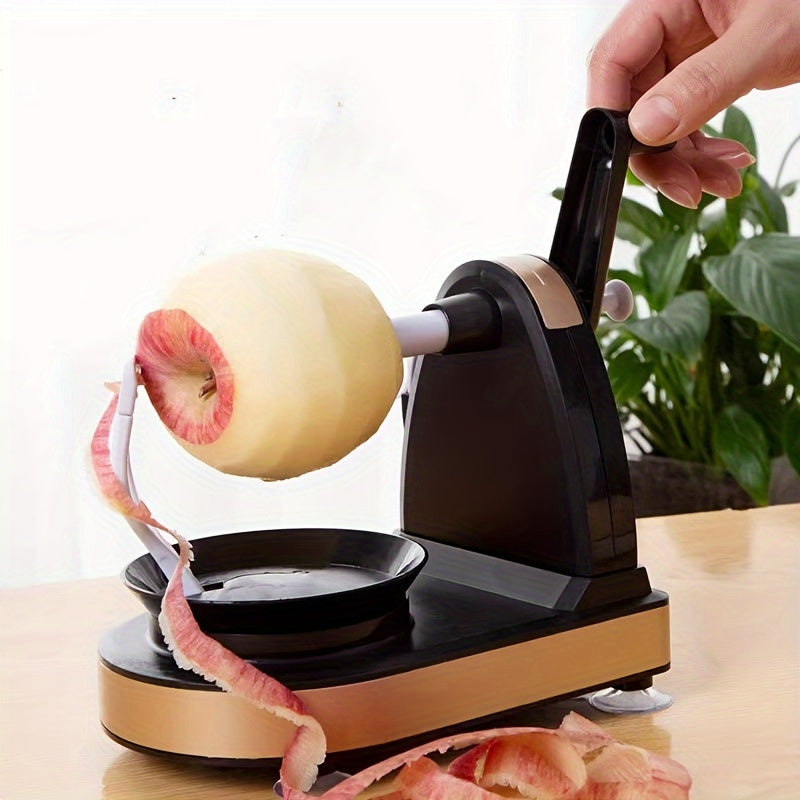 Effortlessly peel fruits and potatoes with the 1pc Easy-Twist Hand Peeler. Made with durable ABS construction and featuring automatic rotation, this peeler is perfect for kitchen use. It is food-safe and provides quick and effortless peeling.