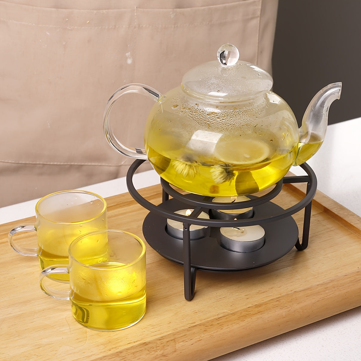 Portable Iron Teapot Warmer - No Electricity Required, Perfect for Indoor and Outdoor Use with Insulated Base