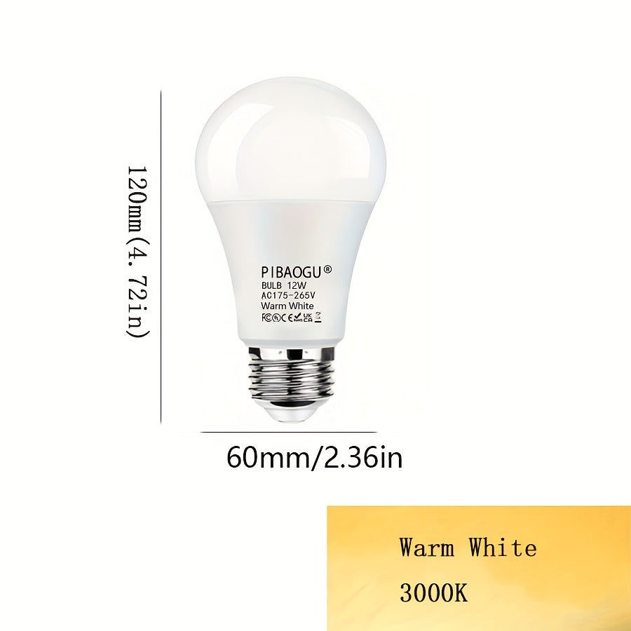 10-pack of E27 12W LED bulbs with high brightness, low energy consumption, and energy-saving features for indoor lighting in living rooms.