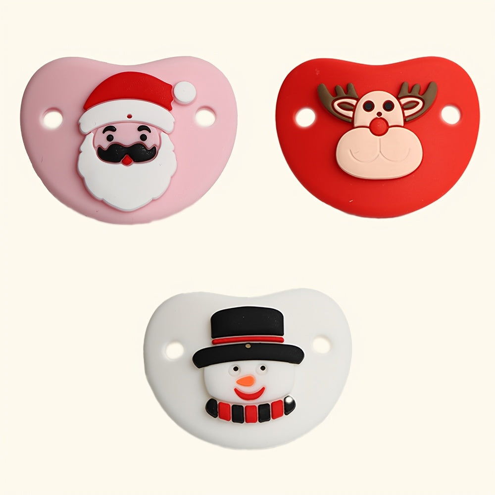 Silicone Pacifier featuring Santa Claus, Elk, and Snowman for Christmas