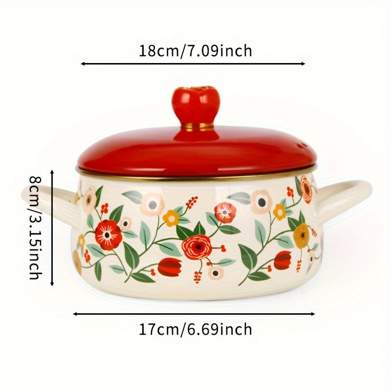 Enamel Pastoral Fuji Pot with 18cm Diameter - Versatile for Cooking and Serving, Great Addition to Any Home Kitchen