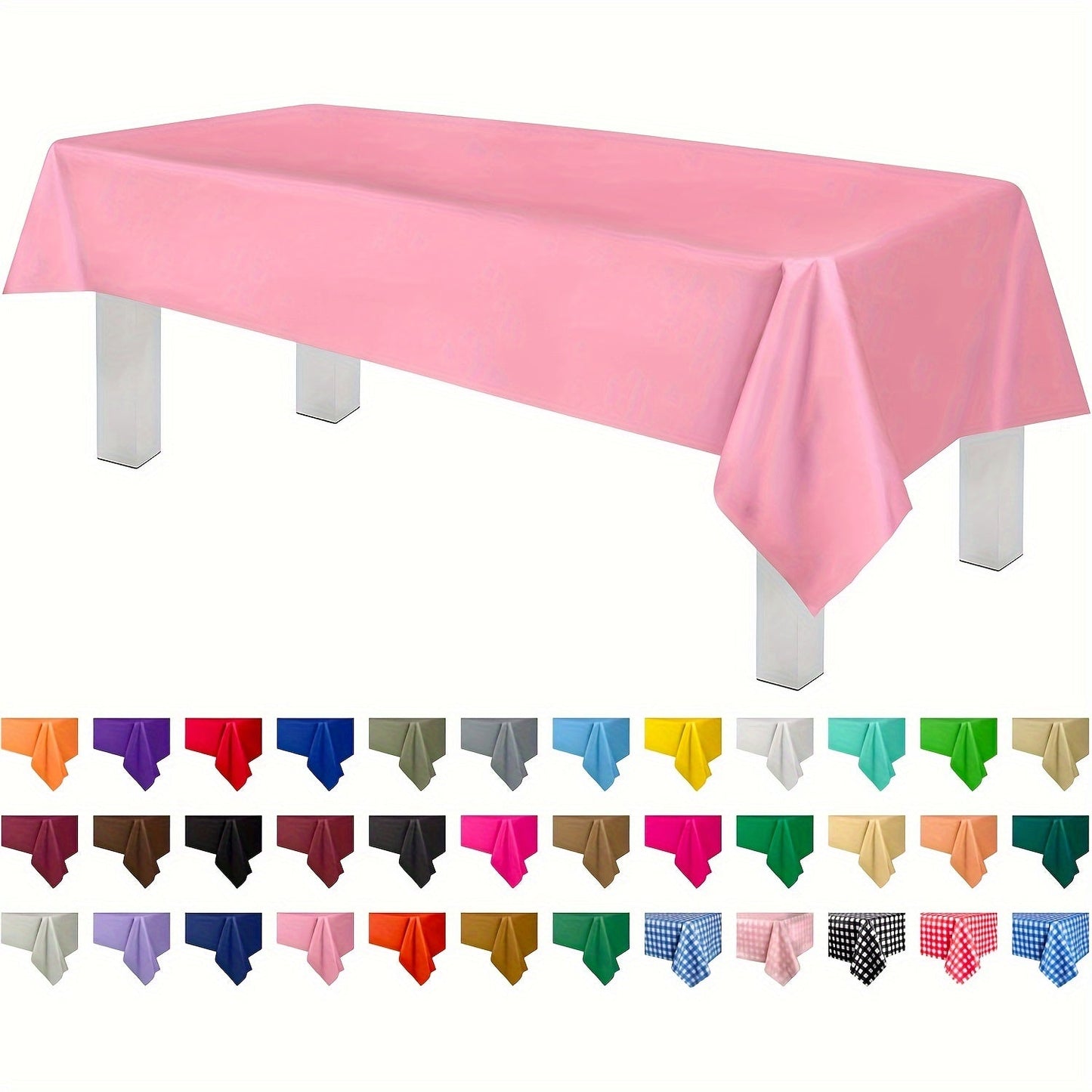 Essential for weddings and parties, this rectangular disposable plastic tablecloth is made of durable PEVA material. Measuring 137.16x274.32cm, it is waterproof and suitable for a variety of occasions, including birthdays, celebrations, and even bathroom