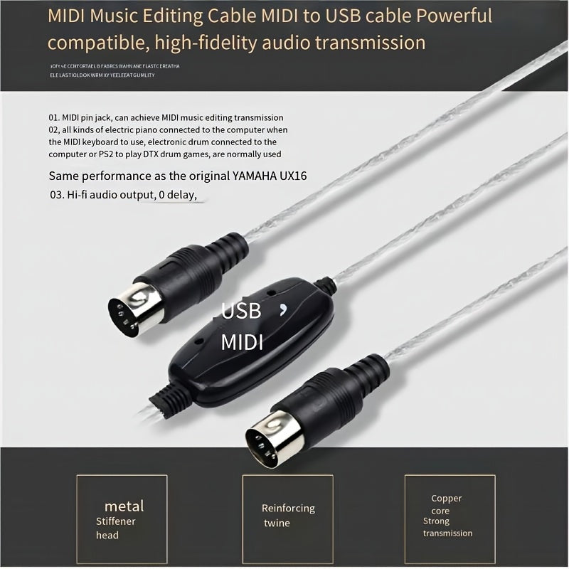 USB2.0 MIDI Editing Cable for electronic pianos