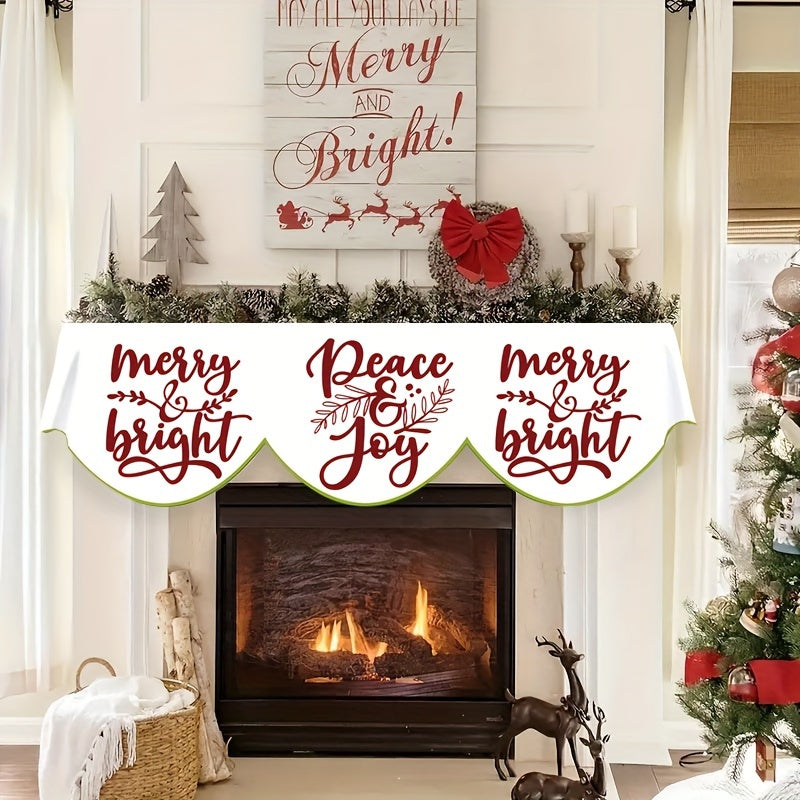 Celebrate the Season with this Festive Merry Christmas Fireplace Mantle Scarf! Made of Polyester, Easy to Set Up, Ideal for Living Room or Indoor Window Display. Measures 49.78cm x 78.7" - No Power Needed.