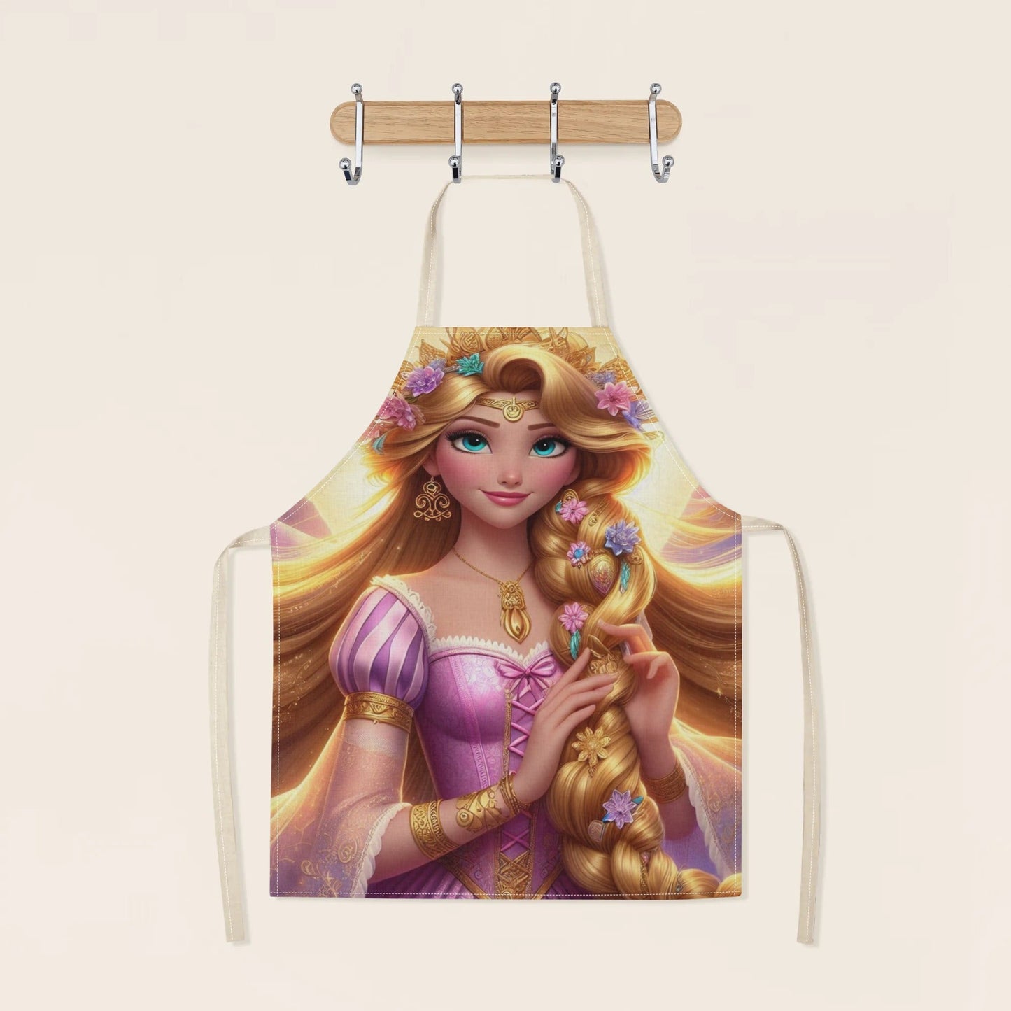 Durable Polyester Disney Elsa Waterproof Apron featuring Vibrant Cartoon Princess Design; Perfect for Kitchen, Restaurants, Cafes, and Home Use