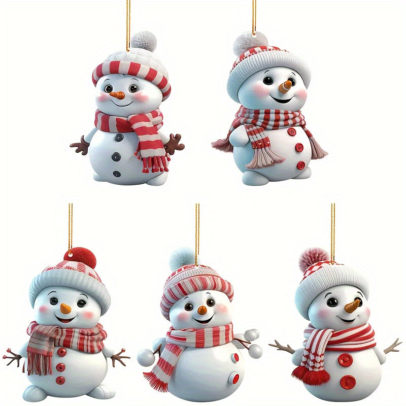 5 acrylic snowman decorations for Christmas trees, no electricity needed