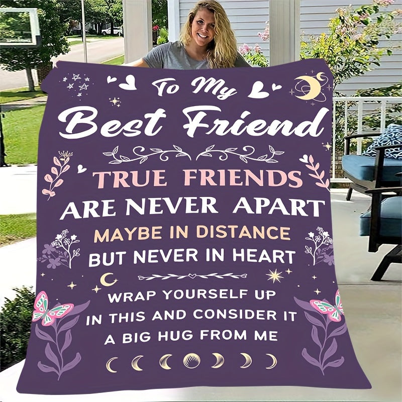 Give the Gift of a Cozy Best Friend Blanket - Ideal for Women, Work BFFs & Soul Sisters - Perfect for Mother's Day, Birthdays, Christmas | Made with Soft Flannel, Machine Washable, All-Season Throw, Great for the Holidays