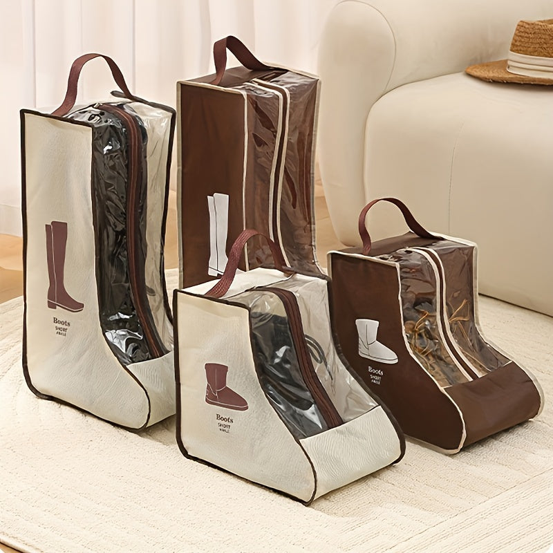 Convenient Boot Storage Bag with Handle - Clear, Dustproof & Water-Resistant Shoe Cover for Tall and Short Boots - Easy-to-Carry Lightweight Design