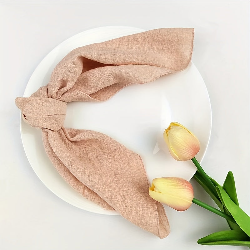 12-Pack of cotton napkins, perfect for various occasions. Reusable, solid color, square knit fabric cloth, measuring 41.91cm - ideal for dinner, wedding, Christmas, restaurant, banquet, and parties. Can also be used as tea towels.