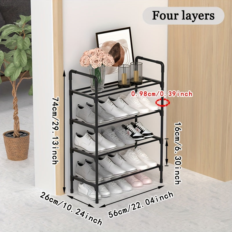 Easy to install and space-saving shoe rack with multiple layers – ideal for storing shoes and boots in entryways, living rooms, and bedrooms. The metal storage design offers a large capacity for organizing your footwear.