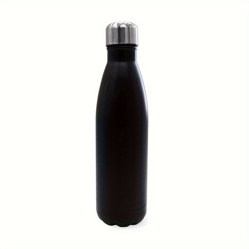 Double-layer stainless steel water bottle with 500ml capacity, designed for outdoor sports with thermal insulation, leak-proof seal, and portability for travel and outings.