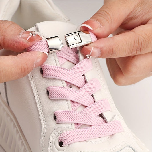 No-tie shoelaces with buckles for sneakers and sports shoes.