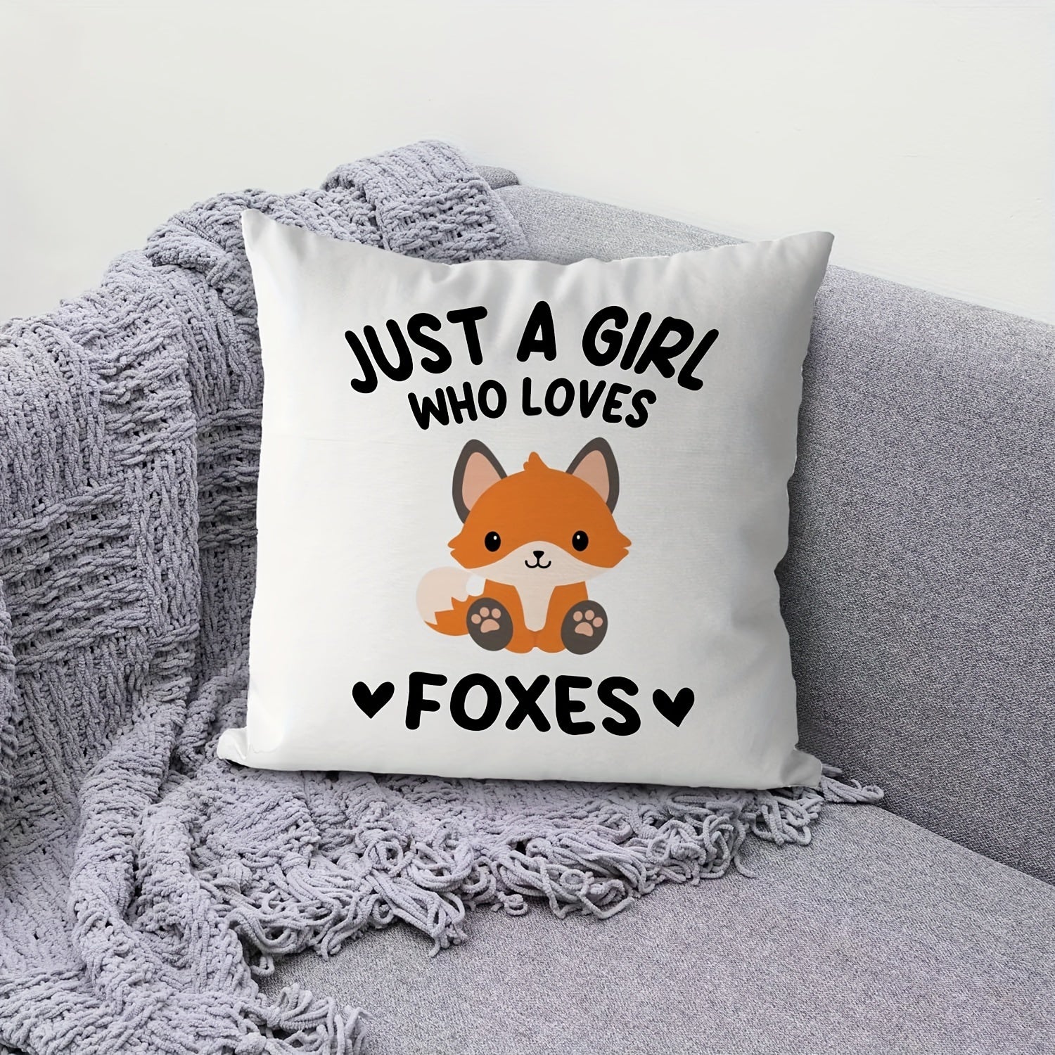 Unique and Delightful Fox Lover Pillow Cover 18x18 - Ideal Present for Women & Girls, Stylish Polyester Home Decor (Pillow sold separately)