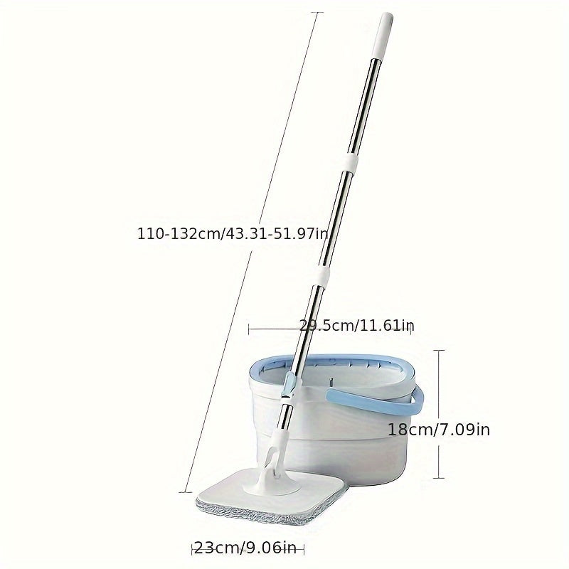 Набор швабры и ведра Easy-Clean с многоразовой тряпкой - Легко очищайте каждый угол с помощью вращающейся головки на 360°, идеально подходит для домашнего использования, хранения и организации белья.
