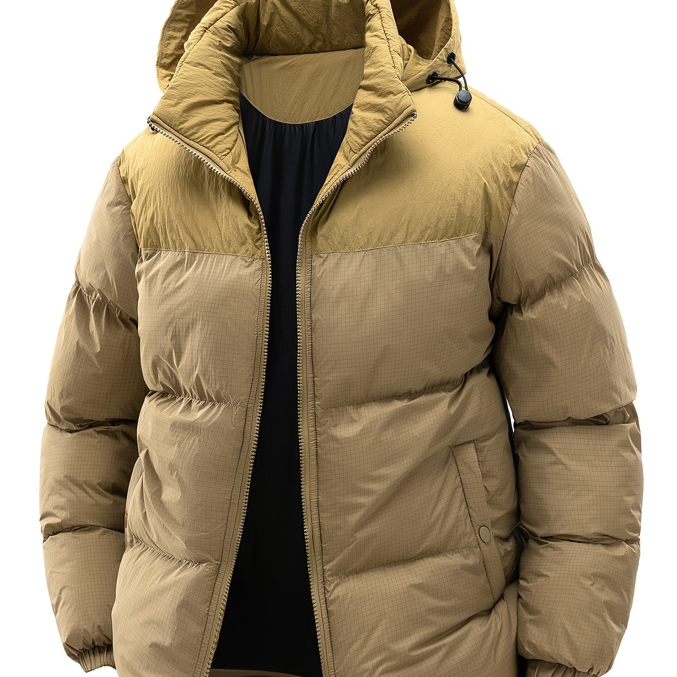 Men's Winter Parka with Hood - Warm Ski Jacket with Pockets & Collar Detail