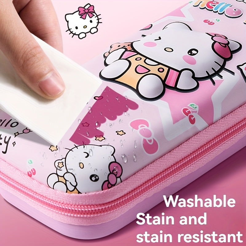 One Sanrio large capacity pencil case with cute cartoon pattern, suitable for organizing school and office supplies. Durable and suitable for pencils, markers, and stationery.