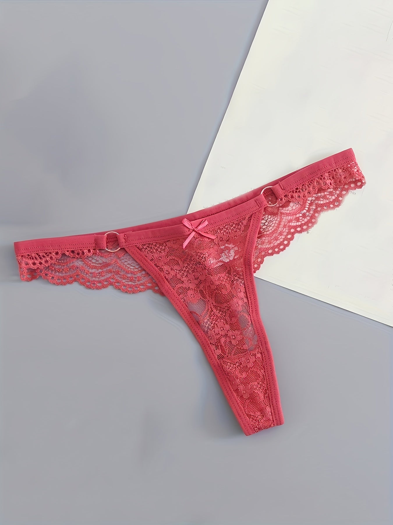 Women's low waist thong panty, pack of 6, with lace.