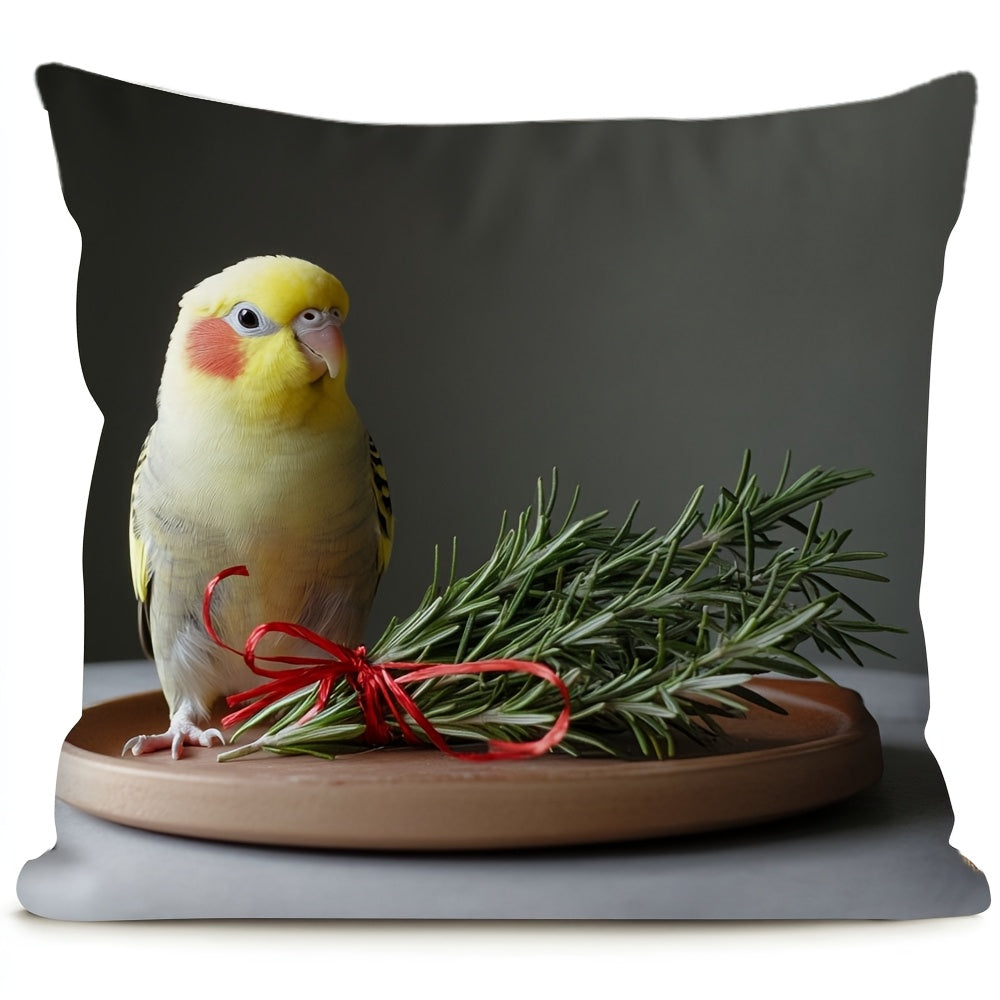 Throw Pillow Cover with Cockatiel Design - Made for Seasonal Decor with Durable and Double-Sided Features | Ideal for Living Room, Bedroom, or Office Sofa | Easy to Clean with Machine Washable Polyester Fabric (Insert Not Included)