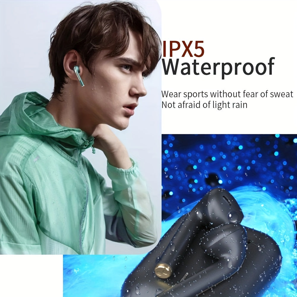 Ariettie J18 TWS Wireless Earbuds: Water-resistant, Active Noise Cancelling, Touch Control, Type-C Jack, Ideal for Gaming, Rechargeable 300mAh Battery, Dynamic Mic, Open-back Earcup Design.