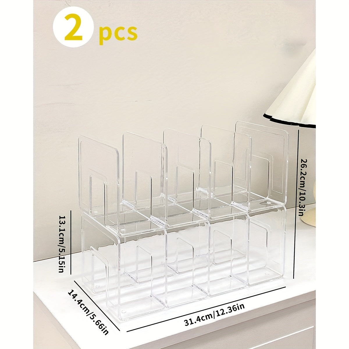 Clear Acrylic Purse Organizer Set with 2 Dividers, Transparent Handbag Storage Rack for Closet Display, Includes Other Accessory Organizers