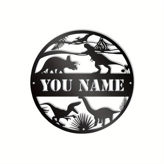 Personalized Dinosaur Metal Wall Art - Add a touch of prehistoric charm to your home with this cast iron animal name sign! Perfect for nurseries, Christmas gifts, and birthdays.