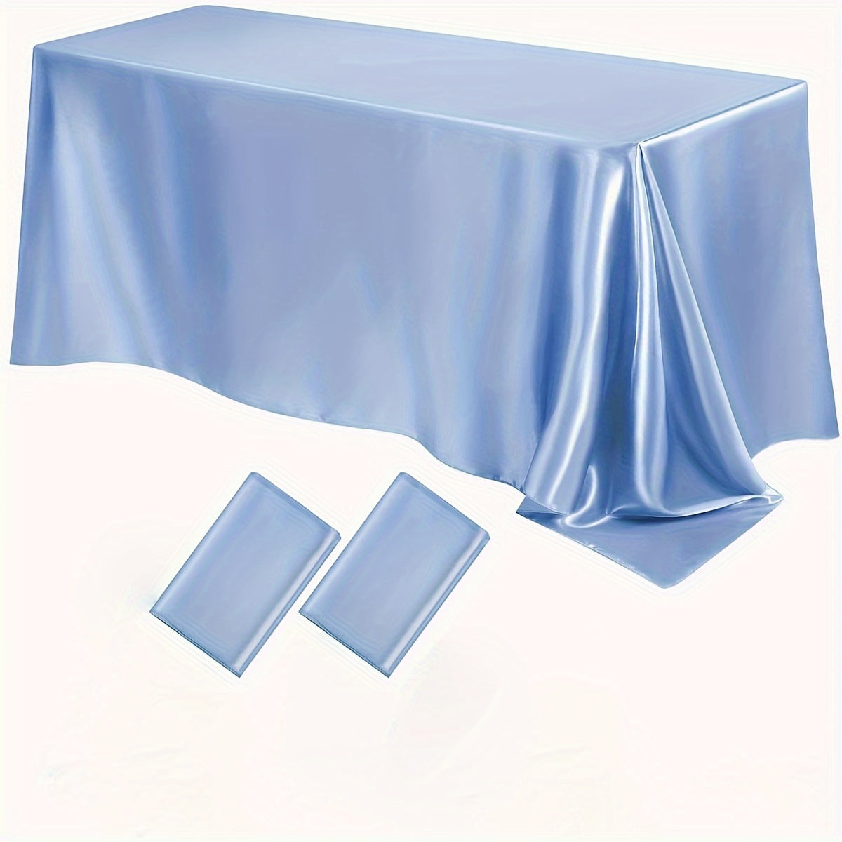 Luxurious satin tablecloths in a 2-pack. Ideal for Christmas, parties, banquets, and weddings. Solid color, 259.08x147.32 cm rectangular polyester table covers. Machine woven.