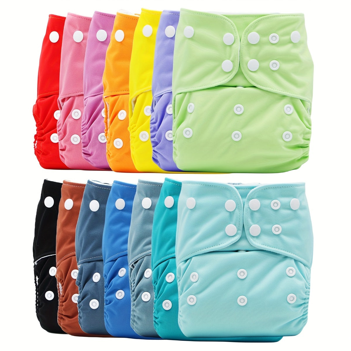 Set of 5 Washable Cloth Diaper Covers in Random Colors with Adjustable Fit for 3-15kg Babies, Reusable Cloth Diapers for Cloth Nappies