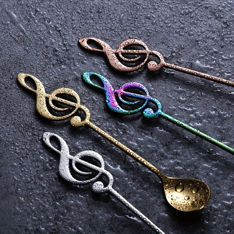 1-5 pcs of 304 stainless steel music note spoons for coffee and dessert.