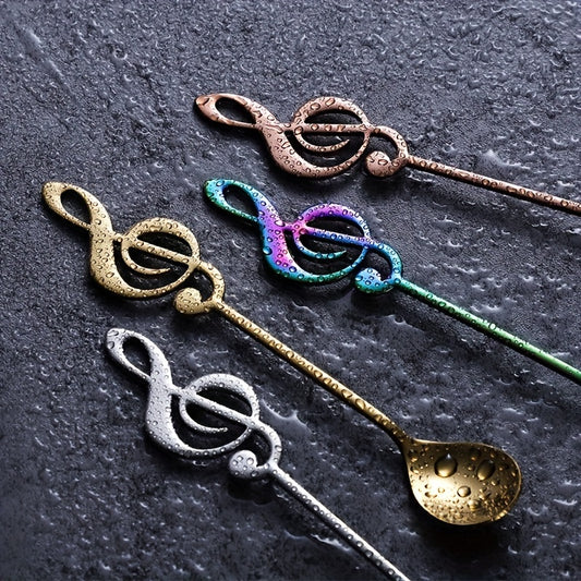 1-5 pcs of 304 stainless steel music note spoons for coffee and dessert.