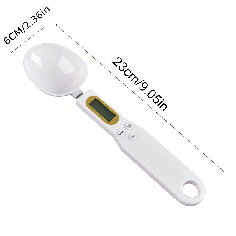 Accurate digital kitchen scale spoon with LCD display, precision range of 0.1g-500g, ideal for cooking, baking, and portion control. Powered by button batteries.