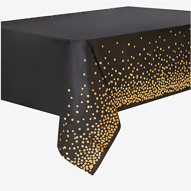 Stylish Black and Gold Dot Tablecloth - Perfect for Parties and Special Events - Easy to Clean, Eco-Friendly, Festive Design.