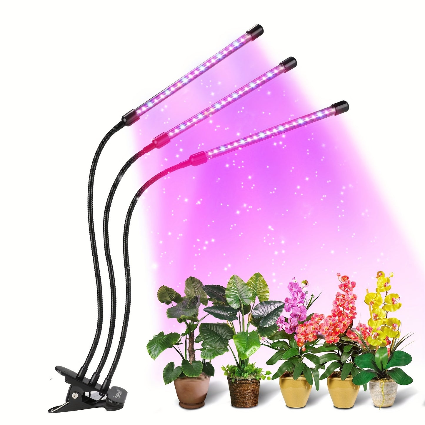 High-intensity LED grow light for rapid plant growth in home gardens, with flexible rotation and automatic timer.