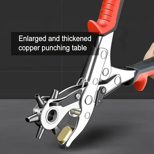 Leather belt punch pliers for sewing machine and hand tools.