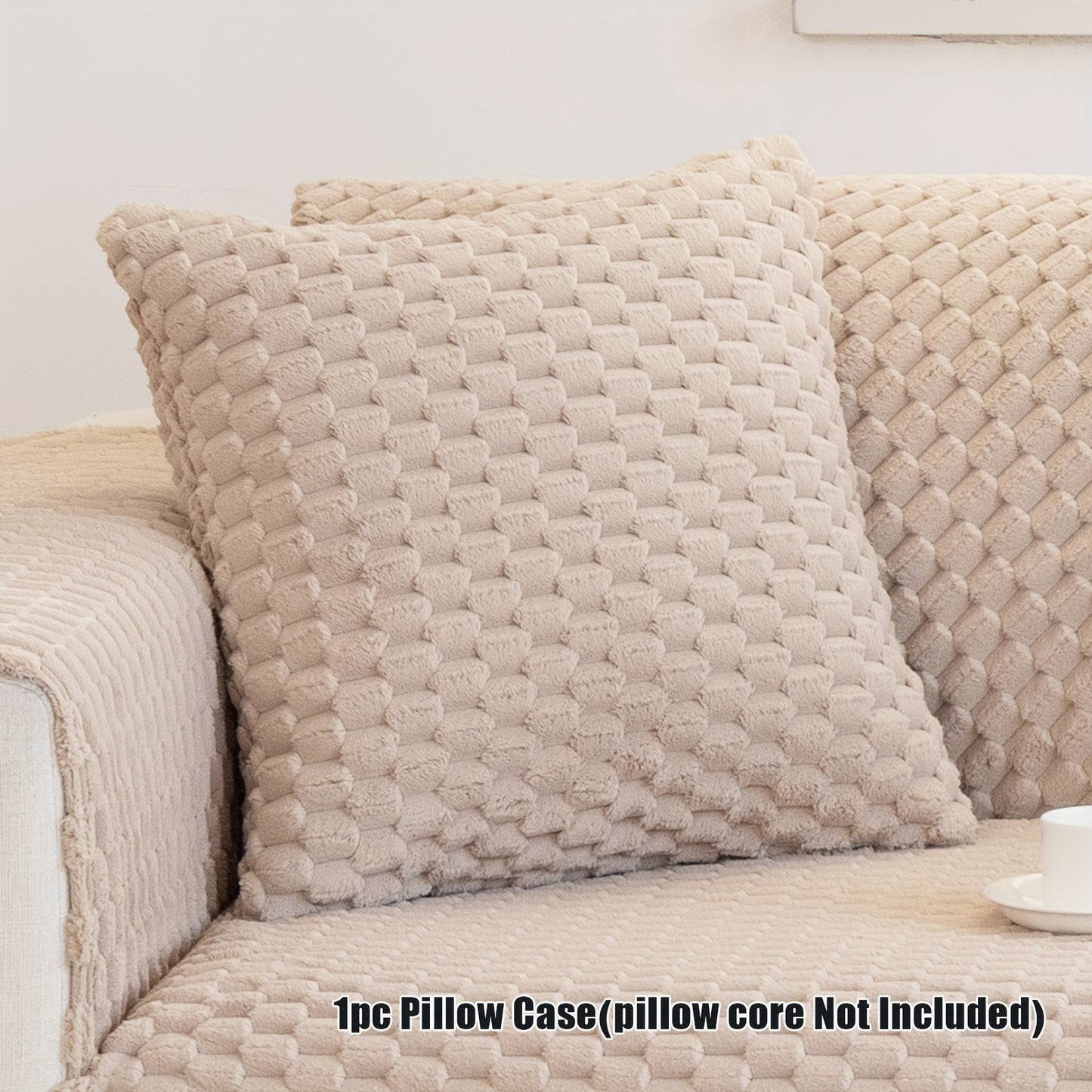 Honeycomb velvet sofa cover, pet-friendly furniture protector for all rooms.