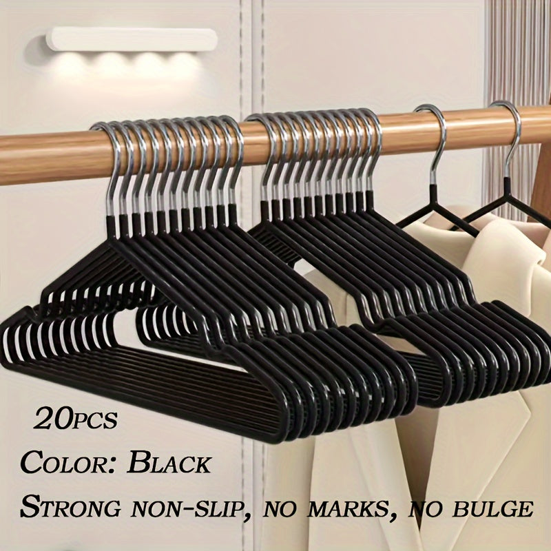 Set of 20 Heavy-Duty Metal Hangers featuring Non-Slip Design - Great for Hanging Coats, Suits, Dresses & More - Perfect for Retail Clothing Displays