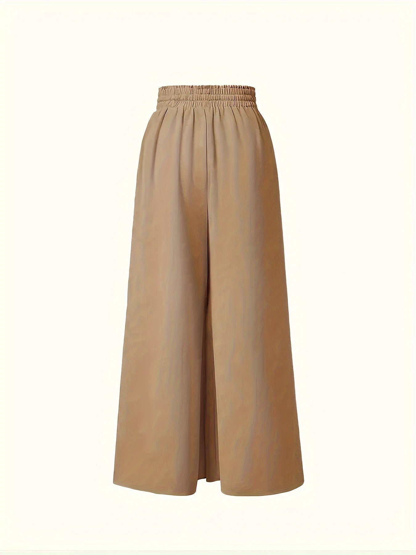 Spring/summer wide-leg pants with elastic waist and tie, for casual wear by women.