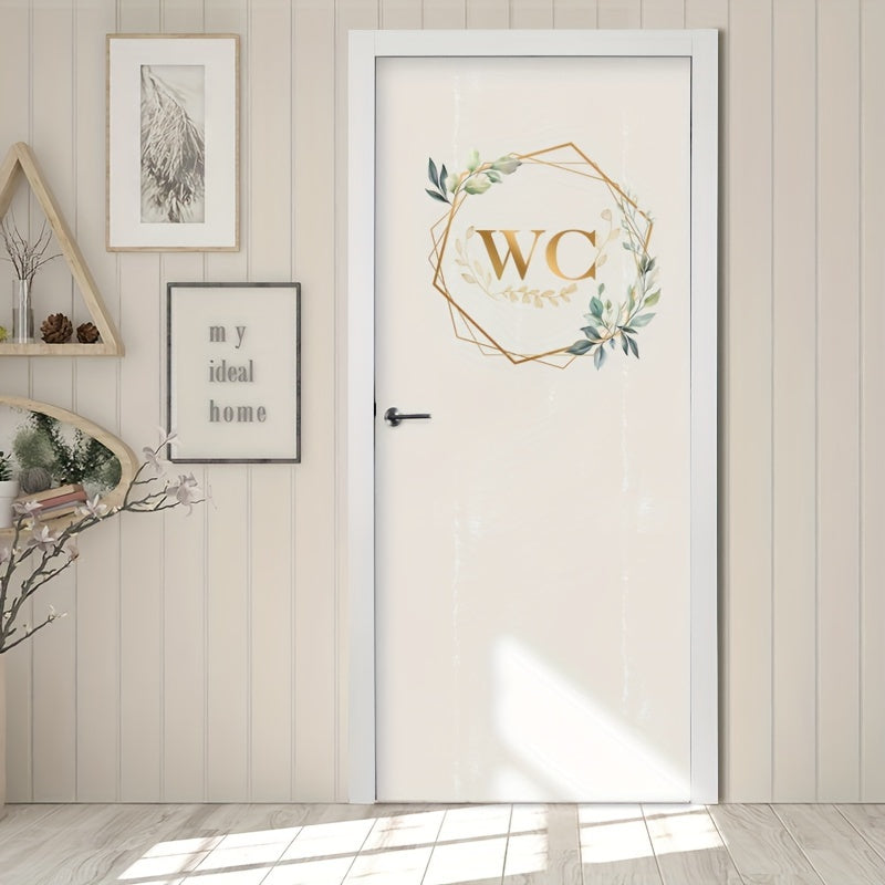 One self-adhesive WC door decal with floral and geometric design, suitable for ceramic surfaces. The decal is a single-use embellishment for the toilet lid.