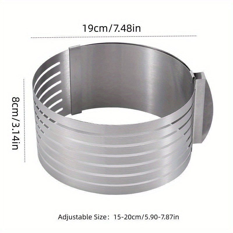 Cake Slicing Tool - Adjustable Stainless Steel Cake Cutter Ring with 7 Levels for Perfect Slices - Two Size Options Available: 15.24-20.32cm or 22.86-30.48cm