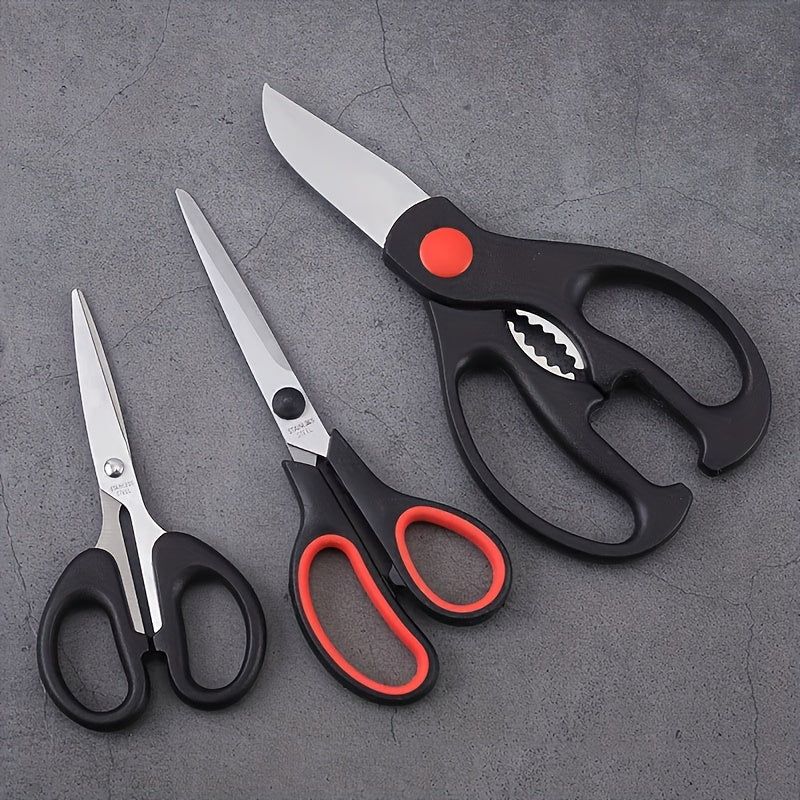 Set of 3 Kitchen Scissors - Stainless Steel Shears, Multi-Purpose Meat Scissors, Essential Kitchen Gadgets and Accessories