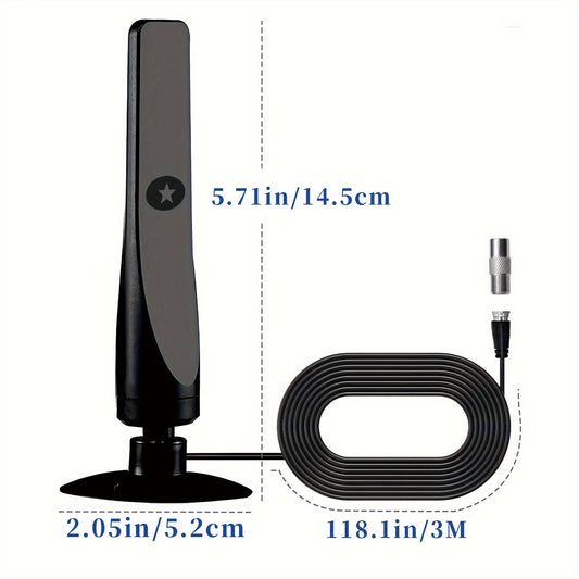 HDTV 4K antenna with signal booster for long distance reception. Supports various signal types for home and car TV receivers.