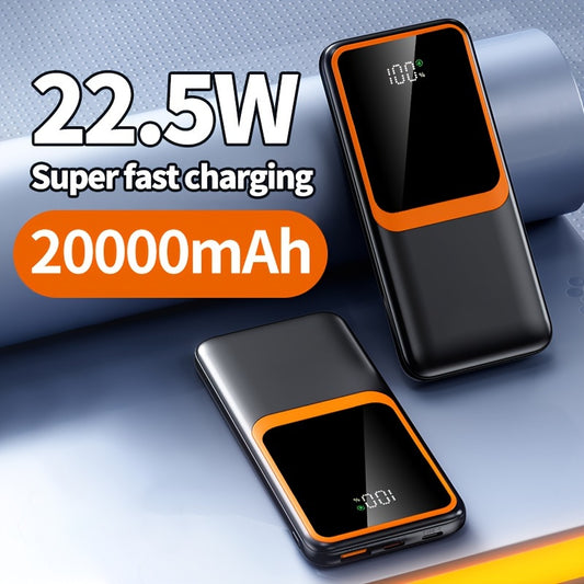 XPower 20000mAh Portable Power Bank with fast charging, LED display, dual USB Type-C, compact design, universal compatibility, and ≤36V voltage.